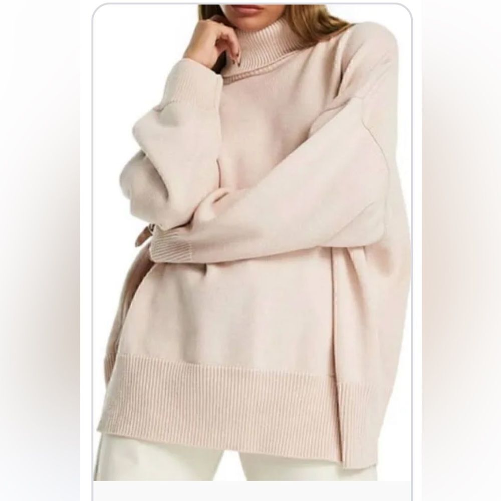 Topshop oversized roll neck jumper in ivory Size XL NWOT